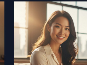 An investor smiling in a bright room